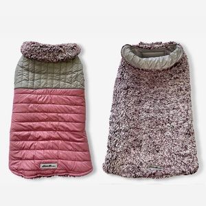Eddie Bauer reversible puppy coat XS dog jacket faux shearling pet fleece mauve